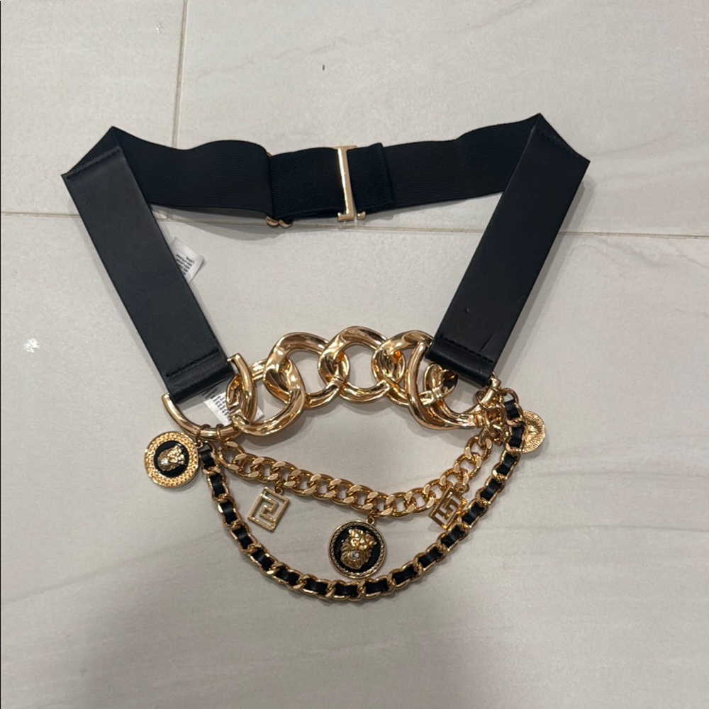 Elegant Black and Gold Chain Belt